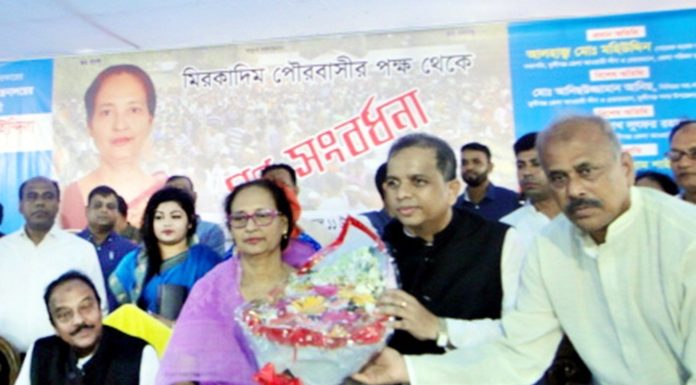 প্রতিমন্ত্রী ফজিলাতুন নেছাকে মিরকাদিম পৌরবাসীর গণসম্বর্ধনা
