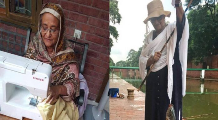 প্রধানমন্ত্রীর মাছ ধরা ও সেলাই করার ছবি ভাইরাল