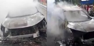 ঢাকা-মাওয়া এক্সপ্রেসওয়ে চলন্ত গাড়িতে আগুন