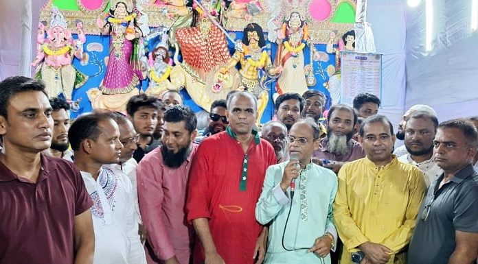 পূজামন্ডপ পরিদর্শনে আব্দুস সালাম আজাদ